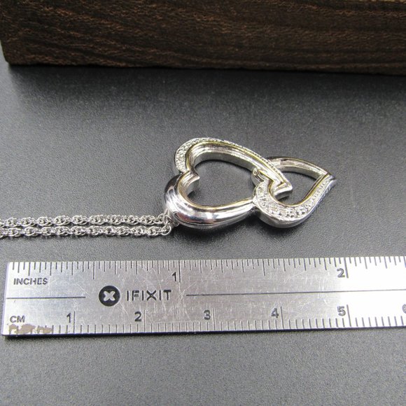 Sterling Mother Daughter Diamond Heart Necklace - Picture 5 of 6